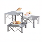 Thumbnail image #2 for Cal-Mil Industrial 3417-3 Square Metal Buffet Riser with Legs, Polished Finish, 10"W x 10"D x 3"H