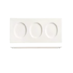 Thumbnail image #1 for Libbey Slenda 905356915 3-Compartment Rectangular Porcelain Serving Tray, 12-1/4" x 6", White