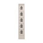 Thumbnail image #1 for Winholt Equipment WL-55-ST Floor-Mounted 5-Compartment Locker, 1 Column, Slanted Top, Mesh-Vented Doors, 12"D x 12"W x 71.9"H