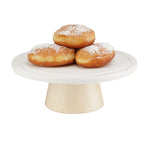 Thumbnail image #1 for Cal-Mil Blonde 22378-93-71 Cake Stand, 9" Diameter x 3-1/2"H, Soft White Corian Plate, Maple Wood Base