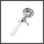 Thumbnail image #1 for Thunder Group SLDS006 Disher, 5-1/3 oz, #6, Thumb Press, Stainless Steel with White Plastic Handle Case of 36