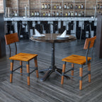 Thumbnail image #2 for Flash Furniture 2-XU-DG-W0236-GG Stackable Beechwood Dining Chair, Wood Seat and Back, Rustic Walnut Finish