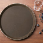 Thumbnail image #2 for New Star Foodservice Inc. 24944 Non-Slip Round Plastic Serving Tray, 11" Diameter, Brown Case of 12