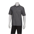 Thumbnail image #1 for Chef Works Detroit SKS002-BLK-3XL Utility Chef Shirt, Black, Short Sleeve, Cotton Denim, Men's 3XL