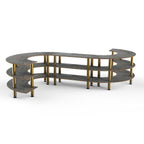 Thumbnail image #1 for Steelite International Mogogo, Modular MGCMSB02GBXF 3-Tier S-Shaped Modular Serving Station, Grey Slate Laminate, 141-1/2" x 124" x 35"H