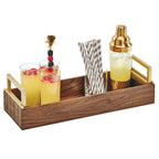 Thumbnail image #2 for Cal-Mil Mid-Century 3724-46 Reversible Buffet Riser/Basket, 20"W x 7"D x 6"H, Walnut with Brass Frame