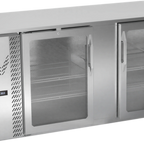 Thumbnail image #1 for Victory Refrigeration VBBN68HC-G-S Two-Section Back Bar Refrigerator, 68"W, 2 Glass Swing Doors, Stainless Steel Exterior