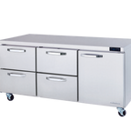 Thumbnail image #1 for Blue Air FSE LLC BLUR72-D4LM-HC Undercounter Refrigerator, Three-Section, 4-Drawer with Swing Door, Stainless Steel, Rear-Mounted Self-Contained