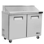 Thumbnail image #1 for USR Brands Coldline SPN-48 Narrow-Depth 2-Door Sandwich/Salad Prep Refrigerator, 48.4"W, 12-Pan, Stainless Steel