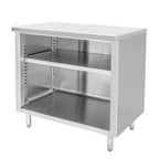 Thumbnail image #1 for GSW USA CTN-2460 Stainless Steel Work Table with Open-Front Cabinet Base and Adjustable Shelf, 60"W x 24"D x 35"H