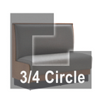 Thumbnail image #1 for ATSMFG ATS AT&S-ATQ-KR36-P GR6 Karender Three Quarter Circle Booth, single, 48" x 90" x 90" x 48"long x 36" high, Plain back, Upholstery and foam