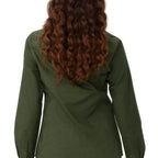 Thumbnail image #2 for Chef Works W151-MIL-XL Women's Long-Sleeve Formal Dress Shirt, Military Green, Poly/Cotton/Elastane, X-Large