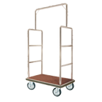 Thumbnail image #1 for AARCO Products LC-1C Hotel Luggage Cart, Chrome Frame, Red Carpet Bed, 6" Solid Wheels