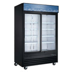 Thumbnail image #1 for USR Brands Coldline G53S-B Two-Section Glass Door Refrigerator Merchandiser, 45 cu. ft., Sliding Doors, Bottom-Mounted Refrigeration, Black