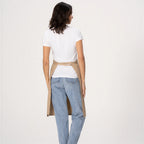 Thumbnail image #2 for Chef Works F8WS-KHA-0 Khaki Poly/Cotton Snap Bib Butcher Apron with Divided Patch Pocket