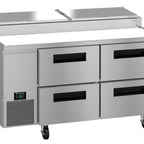 Thumbnail image #5 for Hoshizaki Steelheart PR60B-D4 60-Inch Two-Section Pizza Prep Table with 4 Drawers, 8-Pan Rail and Self-Contained Refrigeration