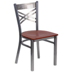 Thumbnail image #1 for Flash Furniture Hercules XU-6FOB-CLR-CHYW-GG Restaurant Chair, Metal X Back, Cherry-Finish Plywood Seat, Welded Steel Frame