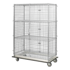 Thumbnail image #1 for 1880 Hospitality Focus Foodservice FHDMSEC2460 Mobile Heavy-Duty Wire Security Cage Dolly, 24"D x 60"W x 68"H, Chrome Finish