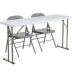 Thumbnail image #1 for Flash Furniture RB-1860-1-GG Folding Training Table and 2-Chair Set, Rectangular 60"W x 18"D x 29"H, Granite White Top