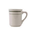 Thumbnail image #1 for Tuxton China Green Bay TGB-017 Ceramic Coffee Mug, 8 oz, American White/Eggshell with Green Band Case of 3 Dozen