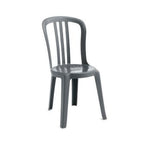 Thumbnail image #1 for Grosfillex Miami US495002 Outdoor Resin Bistro Side Chair, Slat Back, Charcoal Case of 4
