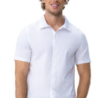 Thumbnail image #1 for Chef Works SBU01-WHT-4XL Men's Short-Sleeve Snap-Front Chef Work Shirt, White, 4XL, Polyester/Elastane with Mesh Back