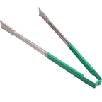 Thumbnail image #1 for AllPoints Foodservice Parts & Supplies 85137 Stainless Steel Tongs with Green Color-Coated Handle, 16"