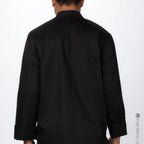Thumbnail image #2 for Chef Works REWCCW-BLK-M Double-Breasted Chef Coat, Long Sleeve, Black, Medium