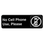 Thumbnail image #1 for Thunder Group PLIS9332BK No Cell Phone Use Sign, 9" x 3", Self-Adhesive, White Lettering on Black Case of 144
