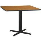 Thumbnail image #1 for Flash Furniture XU-NATTB-4242-T3333-GG Square Dining Table, 42" x 42", Natural Laminate Top, Black PVC Edge, Pedestal Base