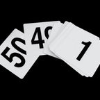 Thumbnail image #1 for New Star Foodservice Inc. 23176 Table Number Cards, 4 x 4, Double-Sided Plastic, Numbers 1–50, White Case of 50