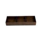 Thumbnail image #1 for Korin Inc NR-367 Rectangular Wooden Bento Box, 3 Compartments, Brown, 12"L x 4"W x 2"H
