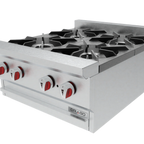 Thumbnail image #1 for Drago DRHP24 4-Burner Stainless Steel Commercial Hot Plate, 24"W x 30"D, Cast Iron Grates, Without Legs