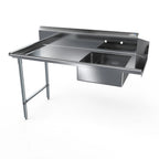 Thumbnail image #1 for NBR Equipment SDT-60L Soiled Dish Table, 60"W x 30-3/8"D x 44"H, Left-to-Right, 20" Pre-Rinse Sink, 18-Gauge 304 Stainless Steel