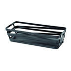 Thumbnail image #1 for G.E.T. Cyclone WB-942-MG Rectangular Powder-Coated Metal Wire Serving Basket with Solid Bottom, Metal Gray, 9 x 4 x 2-1/4 Case of 12