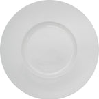 Thumbnail image #1 for International Tableware Sunburst™ SB-210 12" Round Porcelain Plate, Bright White, Extra-Wide Patterned Rim
