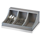 Thumbnail image #1 for Cal-Mil Ashwood 3802-83 3-Compartment Oak Wood Flatware Organizer, Gray Wash, 13-3/4"W x 10"D x 6"H