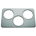 Thumbnail image #1 for Duke Manufacturing 31 Stainless Steel Adapter Plate with 3 Round 6-1/2" Inset Holes, 13" x 21"