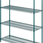 Thumbnail image #1 for ATSMFG MET MET-GS1448-4 ATS MFG Stationary Green Epoxy-Coated Wire Shelving Unit, 4 Shelves, 48"W x 14"D x 74"H