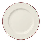 Thumbnail image #1 for Steelite International HL Ivory HL20563931 9-Inch Round China Plate with Rolled Edge and Maroon Line Case of 2 Dozen