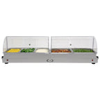 Thumbnail image #1 for Cadco WTBS-5N-HD Countertop Heated Buffet Server, 2 Warming Zones, Stainless Steel, 2 Rolltop Lids, Holds 2 Half & 3 Third-Size Pans