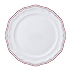 Thumbnail image #1 for Steelite International Folio, Porcelain 62581FP811 10-1/4" Round Porcelain Rim Plate, Scalloped Edge, Adelina Double Line Maroon Case of 2 Dozen