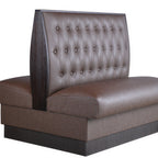 Thumbnail image #1 for ATSMFG ATS AT&S-QAD-W42-BT-BRN MFG Double Restaurant Booth, Brown Upholstered Button-Tufted, Elm Wood Dark Walnut Caps, 45-1/2"L x 42"H