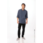 Thumbnail image #1 for Chef Works Hartford BCLZ008-BLU-5XL Men's Blue Poly/Cotton Chef Coat, Long Sleeve, 5XL