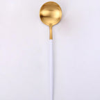 Thumbnail image #2 for Kadra Kitchenware Vikko Dine VF-SS10-VWG Bouillon Spoon, Two-Tone Brushed White & Gold, 18/10 Stainless Steel Case of 12