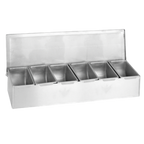Thumbnail image #1 for Thunder Group SSCD006 Countertop Bar Condiment Dispenser, 6-Compartment, Open Bottom, 18/8 Stainless Steel Case of 16