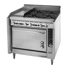 Thumbnail image #1 for Montague Company Legend V136-6 36" Gas Range with Convection Oven, 4 Open Burners, 12" Griddle and Manual Controls