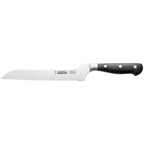 Thumbnail image #1 for CAC China Schnell® KFBR-G81 Bread Knife, 8-3/8" Offset, Forged Full-Tang High-Carbon Steel Blade, Black Handle Case of 36