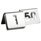 Thumbnail image #1 for TableCraft Products TC150 Stainless Steel Number Tent Set, 1-50, 2-1/2" x 2-1/2" Cut-Out Case of 4