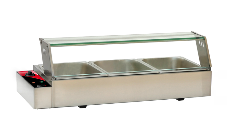 Product image #6 for Omcan Countertop Bain Marie Food Warmer with 3 Half-Size Pans, Stainless Steel, 120V